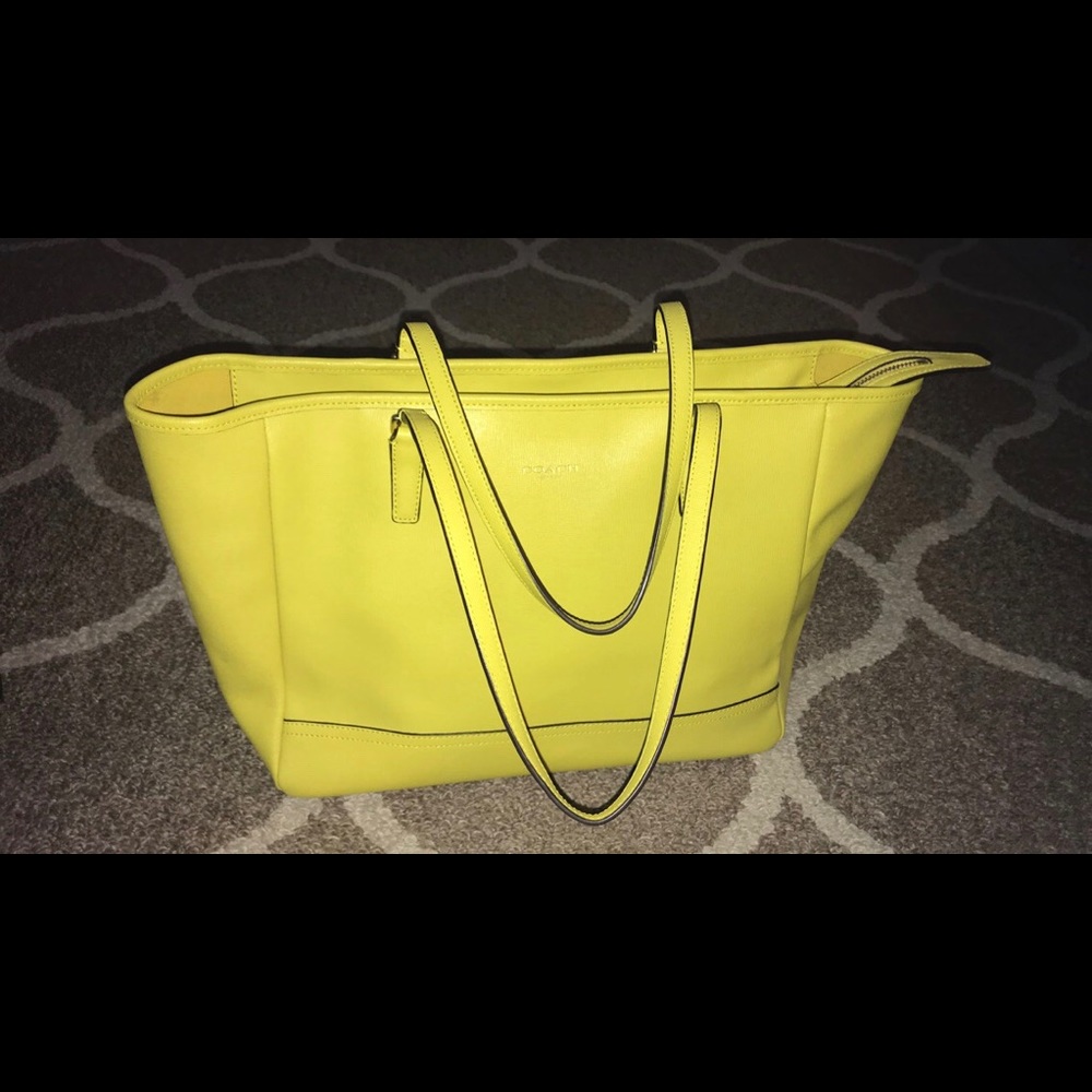 Coach Yellow Saffiano Leather Medm East West Tote